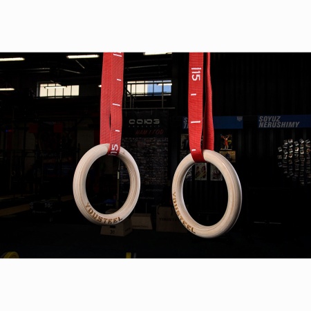 Купить Кольца гимнастические 32 мм красные стропы в Берёзовском 